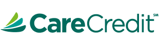 CareCredit logo with teal text and green swoosh design element on white background.