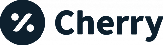 Cherry logo featuring percent symbol in circle on dark background